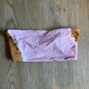 L*space Tie Dye Pink Brown Strapless Bikini Too (Small) NWOT